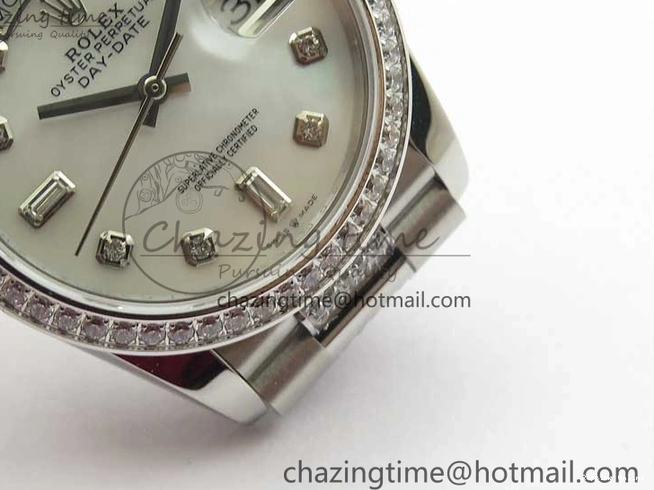 0516 Day-Date 36mm 128239 SS Crystal BP Best Edition White MOP Crystal Marker Dial on SS President Bracelet A MoistureWicking 2682
